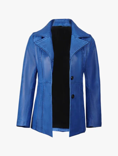 Women’s Blue Waxed Leather Coat