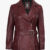 Women's Burgundy Asymmetrical Leather Biker Jacket