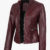 Women's Burgundy Leather Cafe Racer Jacket