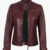 Women's Burgundy Real Lambskin Leather Biker Style Jacket