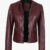 Women's Maroon Slim Fit Leather Jacket