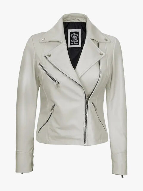 Women’s Off White Lambskin Leather Jacket