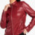 Women’s Red Leather Racer Jacket