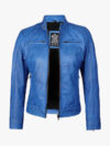 Women’s Vivid Blue Waxed Moto Jacket