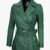 Womens Green Belted Biker Zipper Jacket
