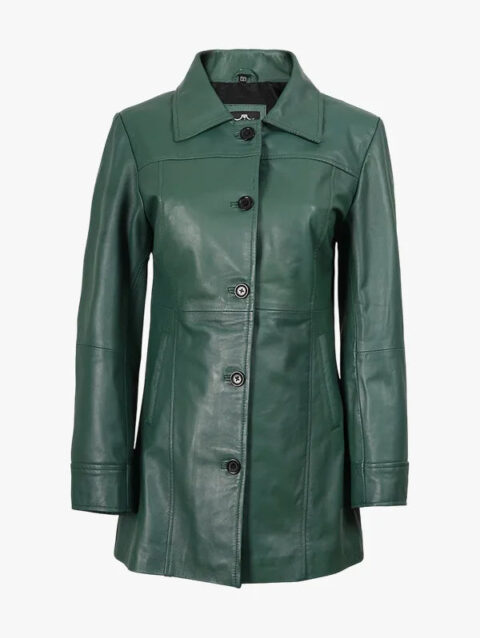 Womens Real Green Coat 34 length Jacket