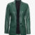 Womens Two Button Asymmetrical Green Blazer With Shirt Style Collar