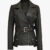 Womens Asymmetrical Black Leather Jacket Front