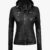 Womens Black Hooded Leather Jacket