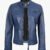 Womens Real Lambskin Blue Quilted Biker Jacket