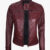 Womens Real Leather Burgundy Moto Jacket
