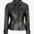 Womens Short Body Black Peplum Leather Jacket Front
