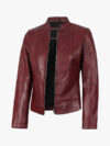 Womens Slim Fit Burgundy Leather Jacket