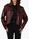Xenia - Bordeaux leather biker jacket vintage short version