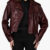 Xenia - Bordeaux leather biker jacket vintage short version