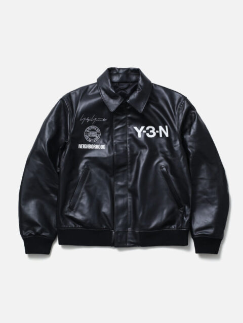 Y-3 NBHD Leather Bomber Jacket Black