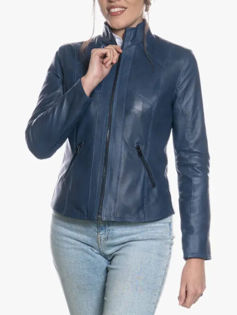 Zara Women’s Blue Jacket in Leather