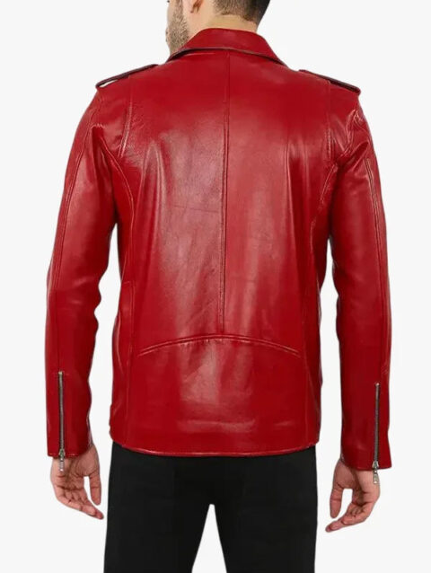 Zuse Red Motorcycle Leather Jacket Back