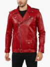 Zuse Red Motorcycle Leather Jacket Front