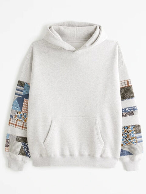 abercrombie patchwork hoodie grey
