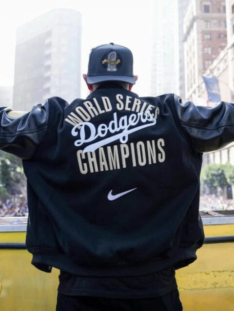 black dodgers world series letterman jacket