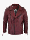 cross zip biker leather jacket