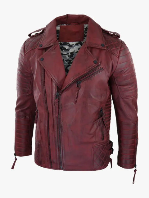 cross zipper biker leather jacket