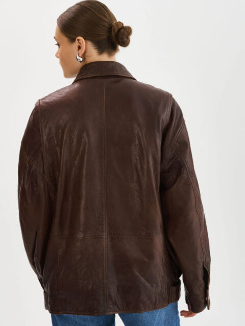 lamarque theia leather bomber jacket dark brown