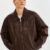lamarque theia oversized leather bomber jacket in dark brown