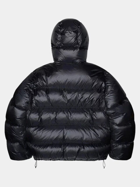 stussy puffer jacket black pink