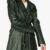 70s Dark Green Leather Trench Coat