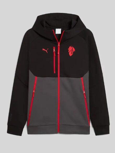 AC Milan PumaTECH Fleece Full Zip Hoodie Black