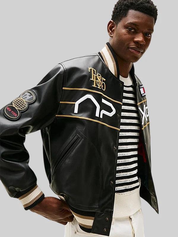 APXGP Tommy Hilfiger F1 Movie Racing Varsity Jacket Faux leather jacket black