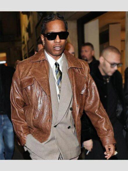 A AP Rocky Leather Jacket Brown