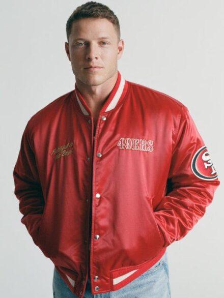 Abercrombie 49ers Varsity Bomber Jacket Red