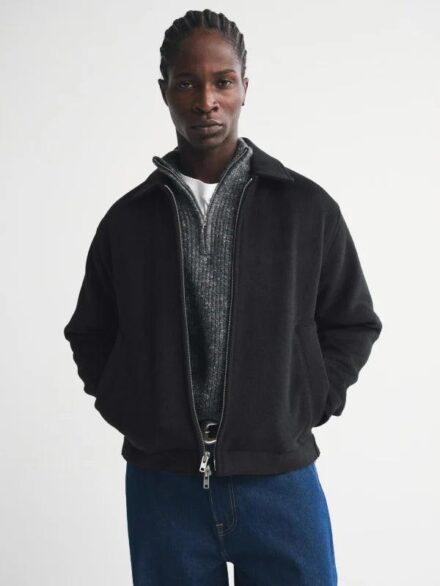 Abercrombie Black Wool Blend Zip Jacket