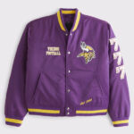 Abercrombie Minnesota Vikings Varsity Bomber Jacket Purple