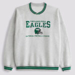 Abercrombie Philadelphia Eagles Crew Sweatshirt Heather Grey