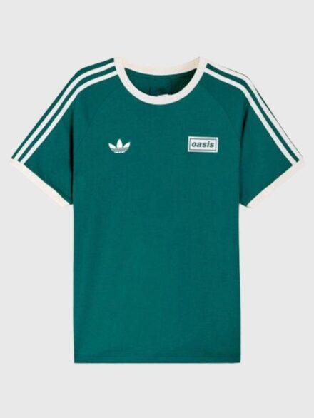 Adidas x Oasis Tour 3 Stripes Green T Shirt