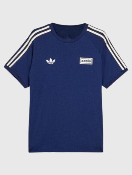Adidas x Oasis Tour 3 Stripes Navy Blue T Shirt
