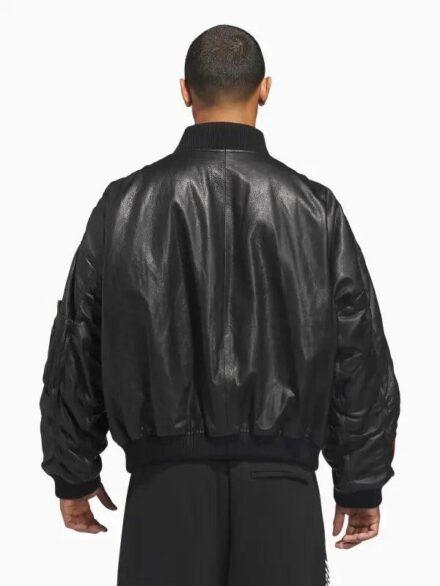 Adidas x Willy Chavarria Leather Bomber Jacket Black