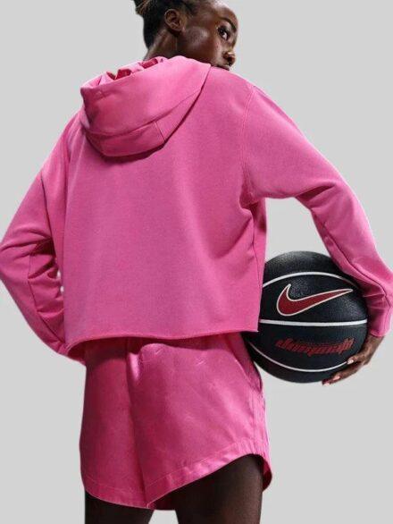 Aja Wilson Cropped Basketball Hoodie Pink