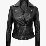 Aldo Womens Asymmetrical Black Leather Jacket