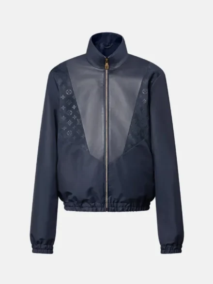 Alvaro Arbeloa Louis Vuitton Leather Mix Track Jacket Navy