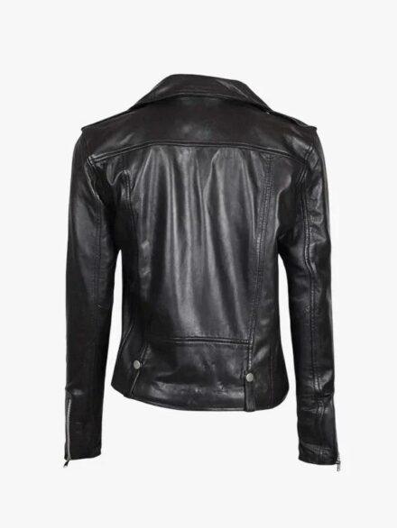 Amber Asymmetrical Black Biker Leather Jacket