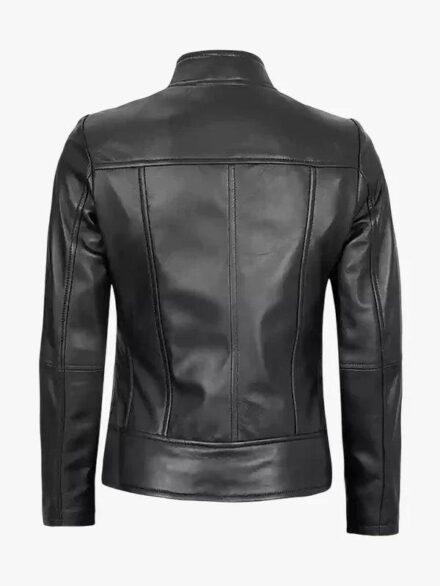 Amy Women s Black Cafe Racer Leather Jacket