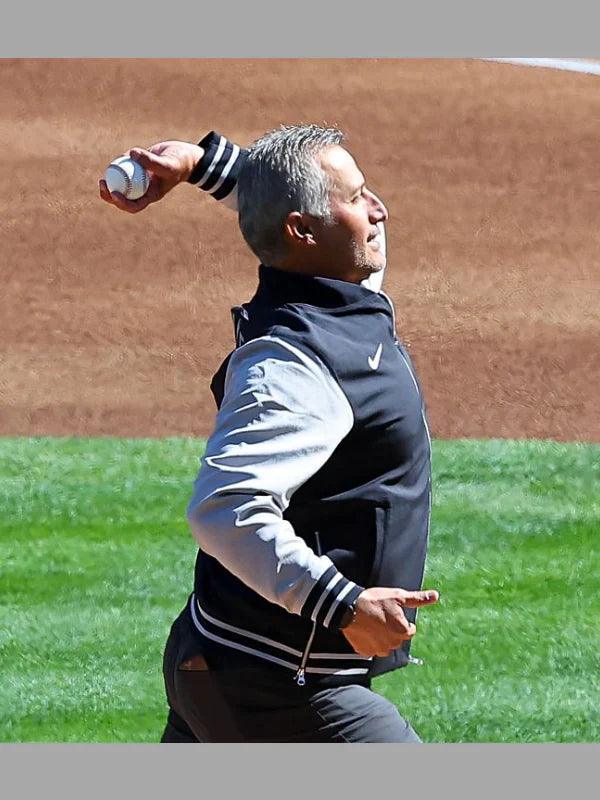 Andy Pettitte Yankees Nike Bomber Jacket Black and Grey