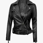Angela Womens Asymmetrical Leather Jacket