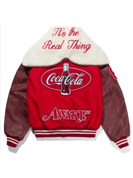 Awake NY x Coca Cola Hooded Letterman Varsity Jacket Red