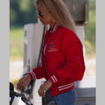 Bella Hadid Red Bomber Jacket